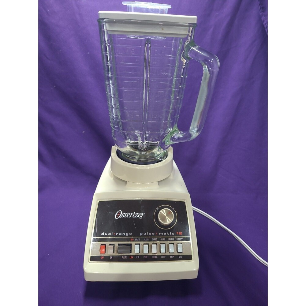 Vintage Osterizer dual range pulse matic 12 Blender Tan - Tested Works!
